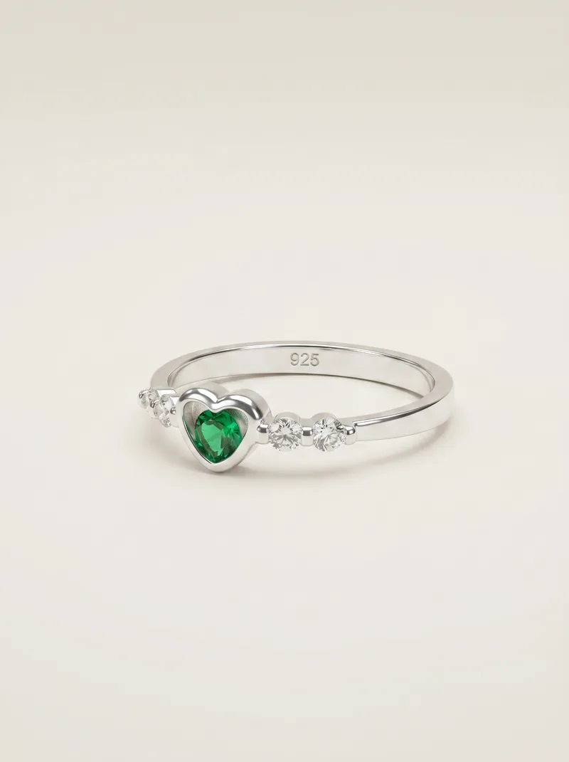 Anillo zircón corte princesa plata