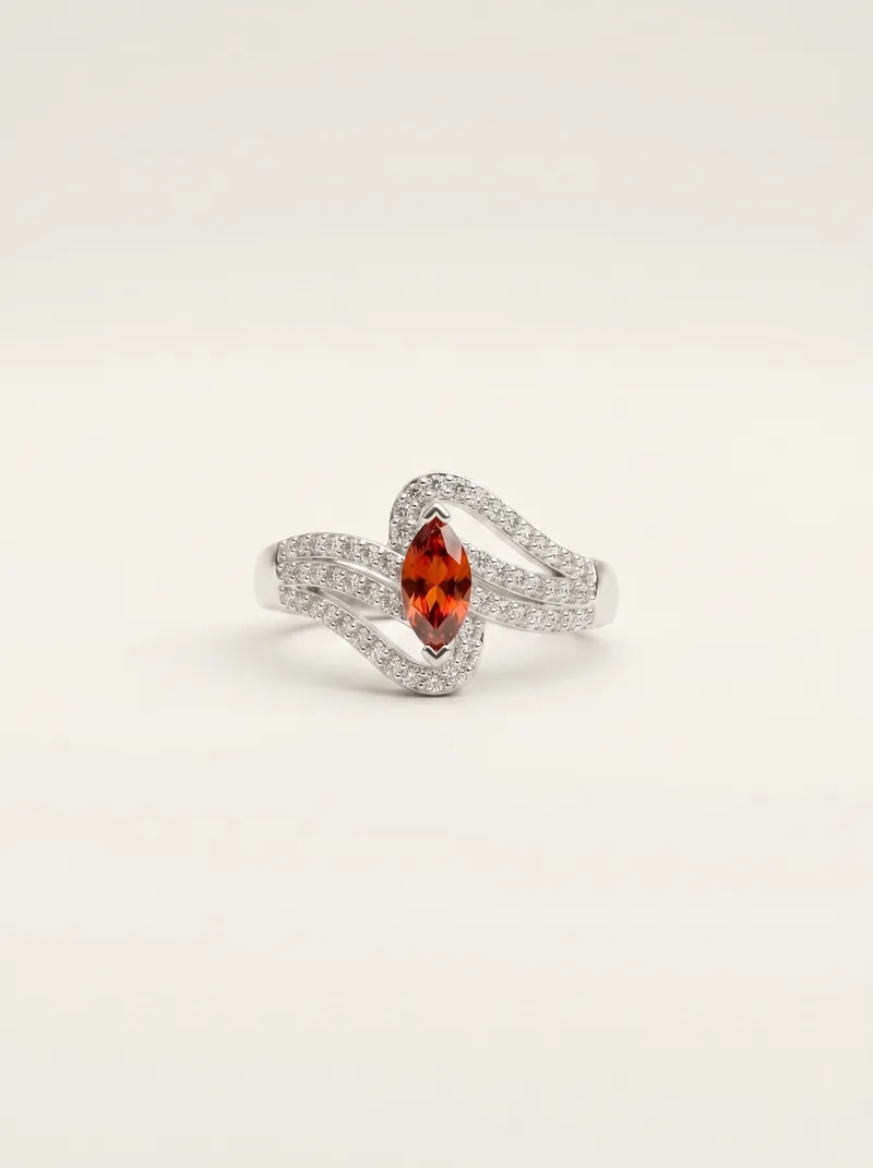 Anillo corona zircones plata