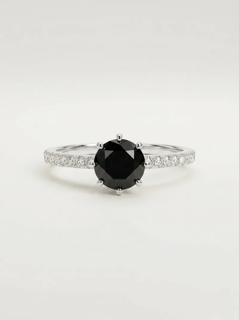 Anillo solitario zircón plata