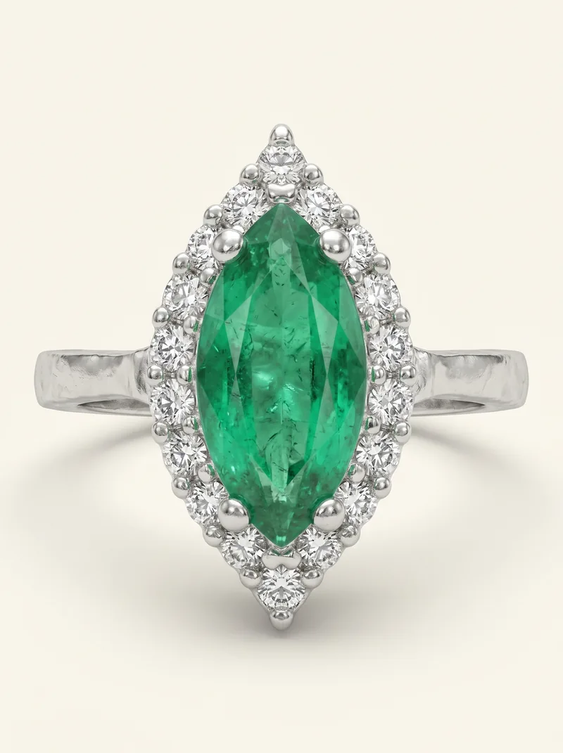 Anillo marquis esmeralda grande 8.5x4mm