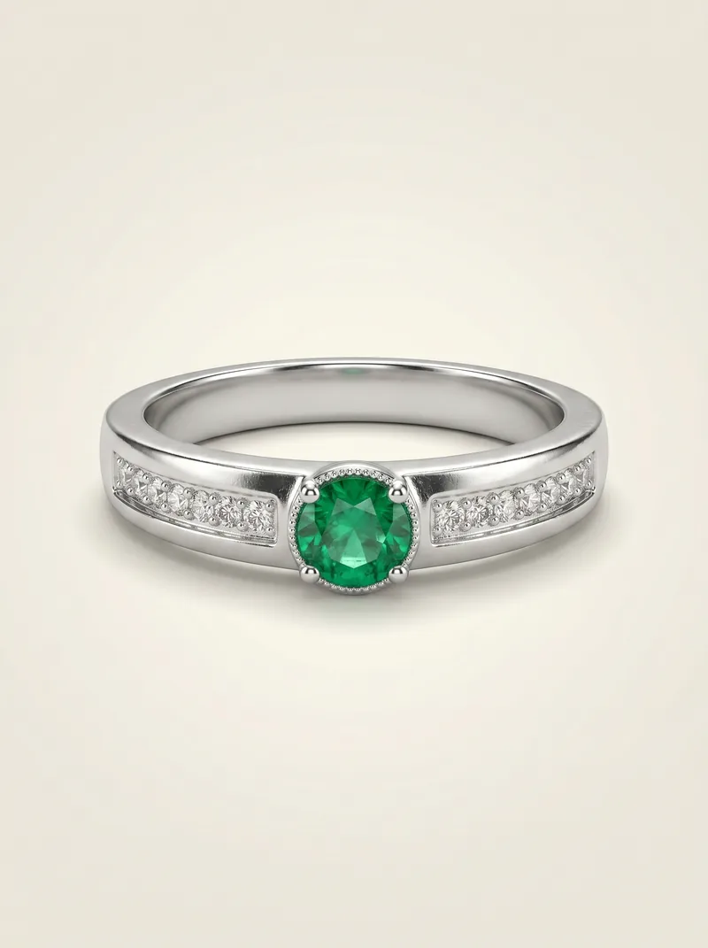 Anillo esmeralda 3.5mm banda amplia