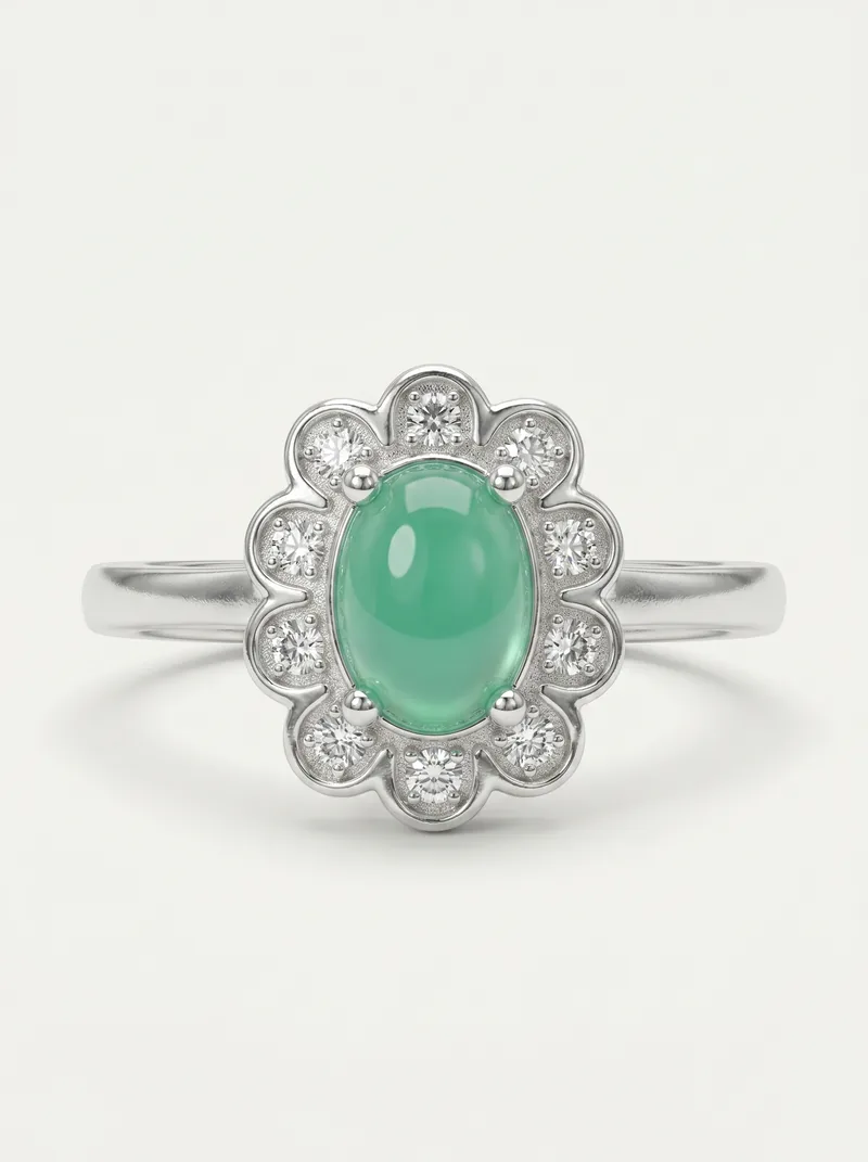 Anillo esmeralda cabuchona 7x5mm