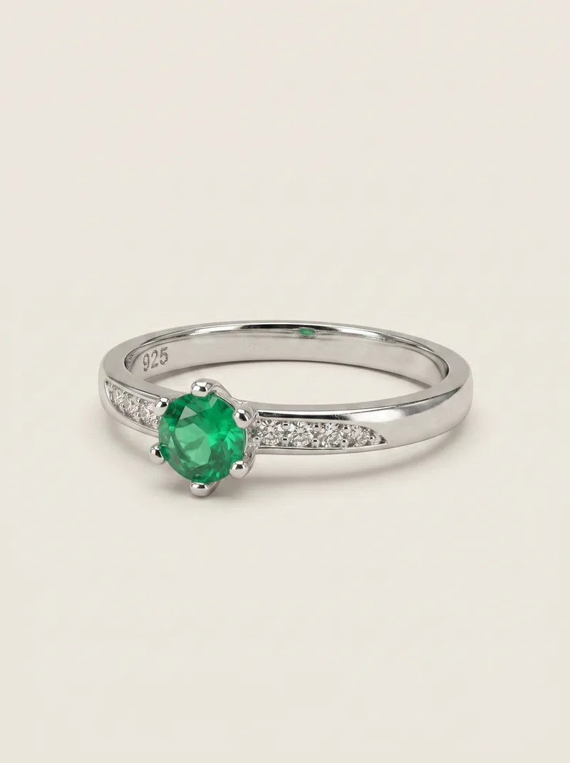 Anillo esmeralda 5.3mm plata 925