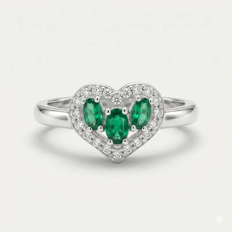 Anillo corazón esmeraldas marquis