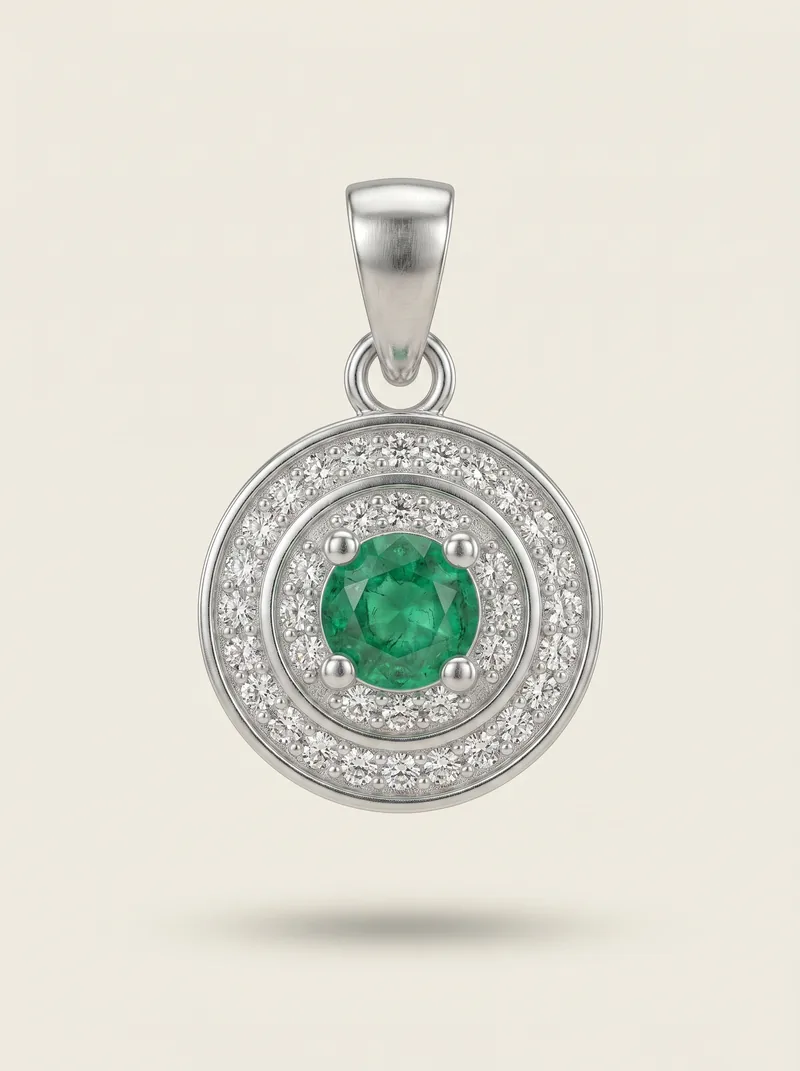 Dije esmeralda 0.15ct 3.5mm plata