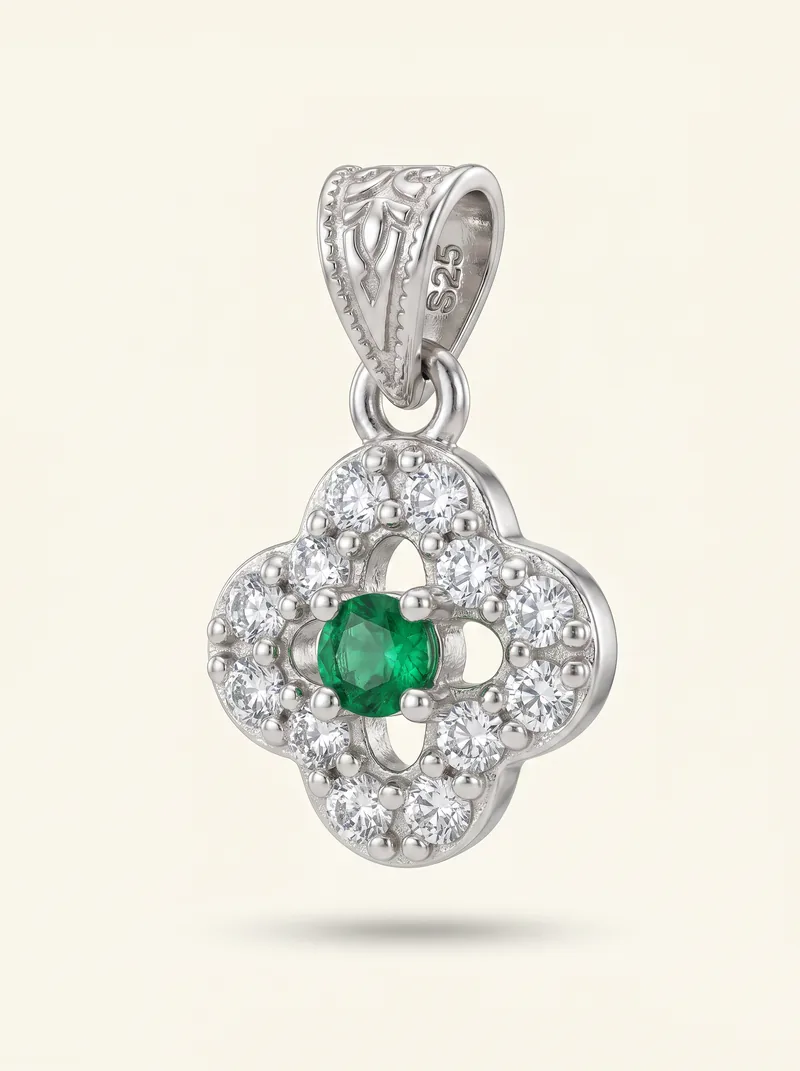 Dije esmeralda 0.1ct plata