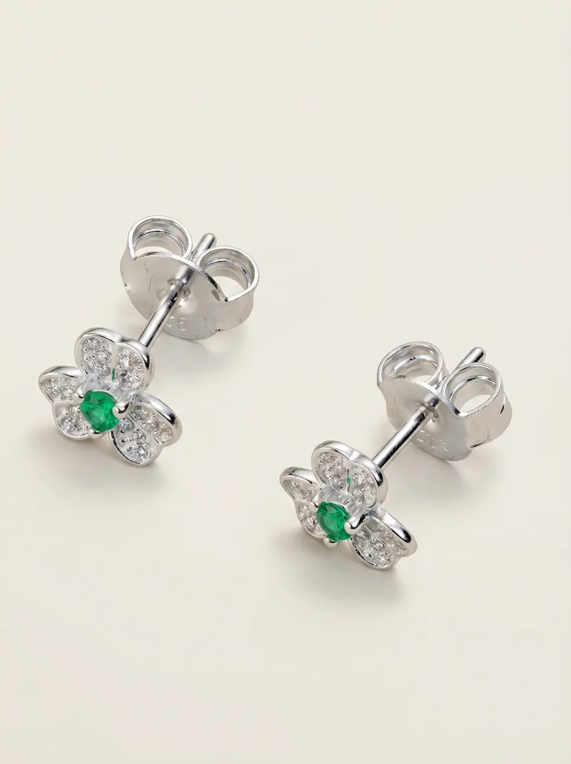 Aretes esmeralda 0.16ct plata
