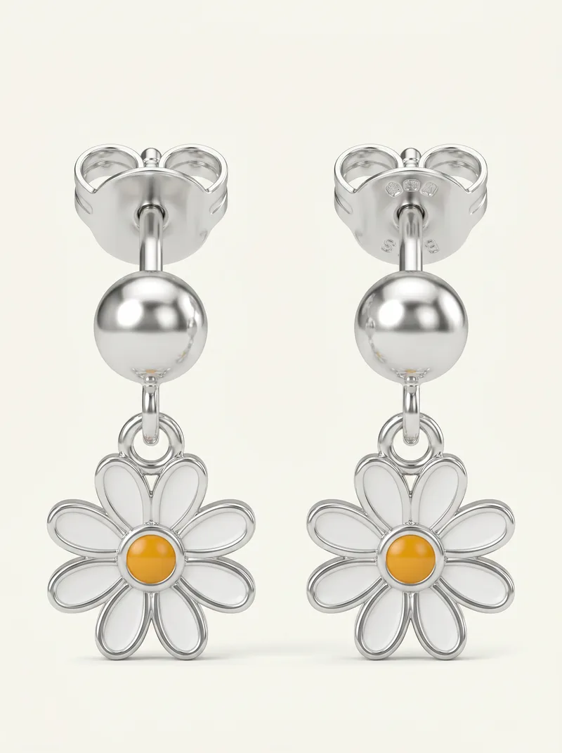 Aretes margarita plata con zircón