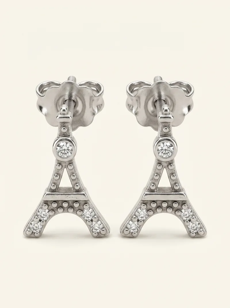 Aretes torre Eiffel plata zircón
