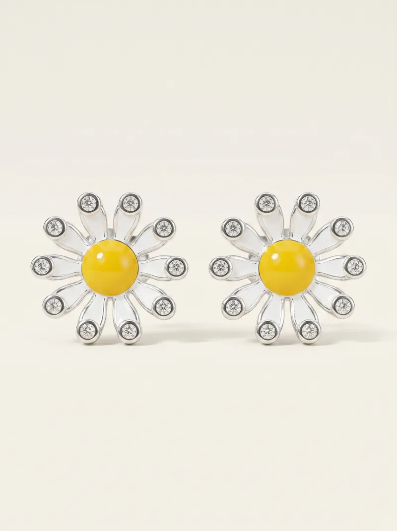 Aretes flor pavé de zircón