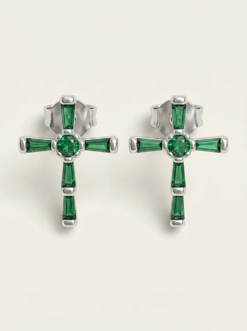 Aretes cruz plata 925
