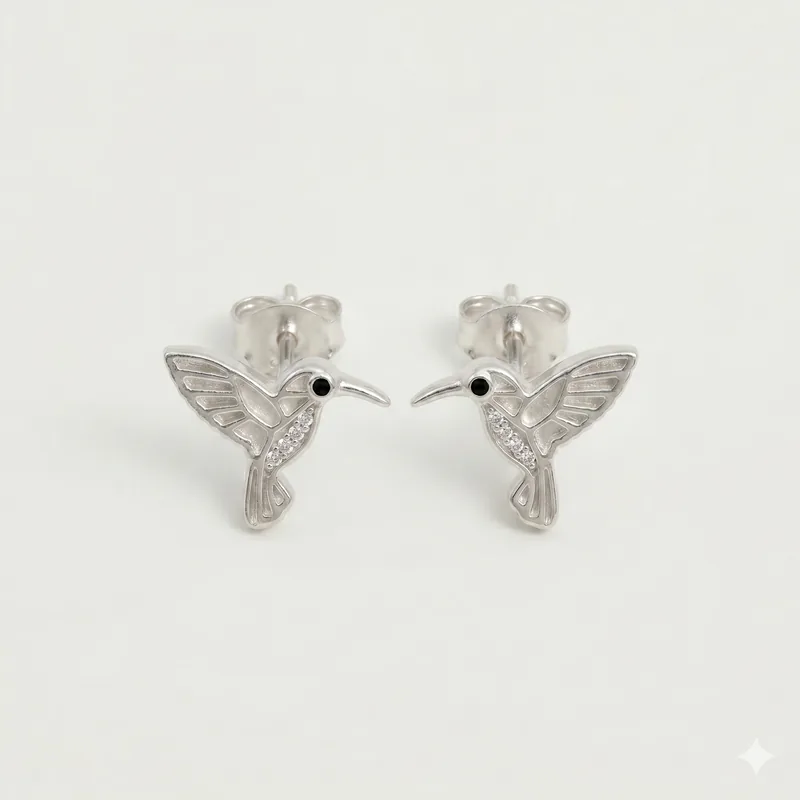 Aretes colibrí en plata