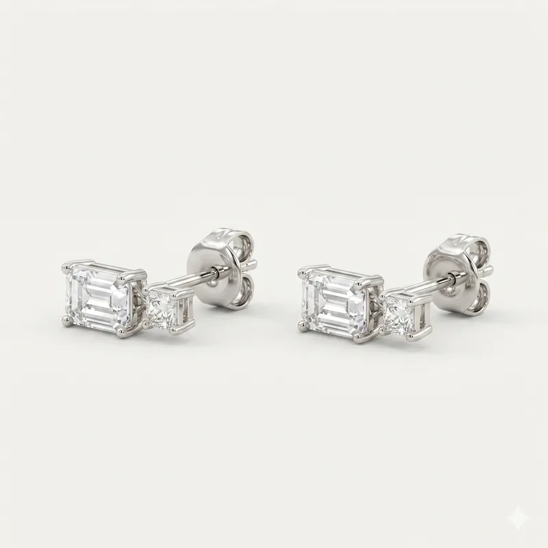 Aretes rectángulo plata 925