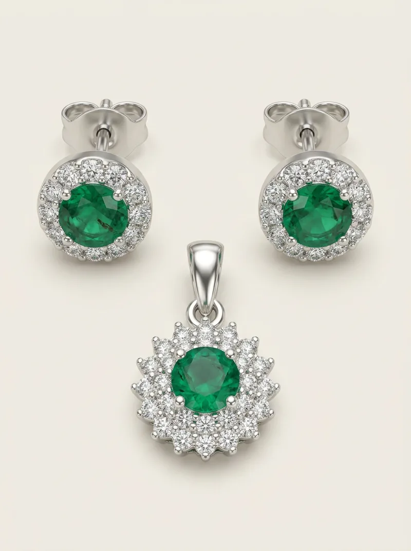 Conjunto esmeraldas 0.6ct plata